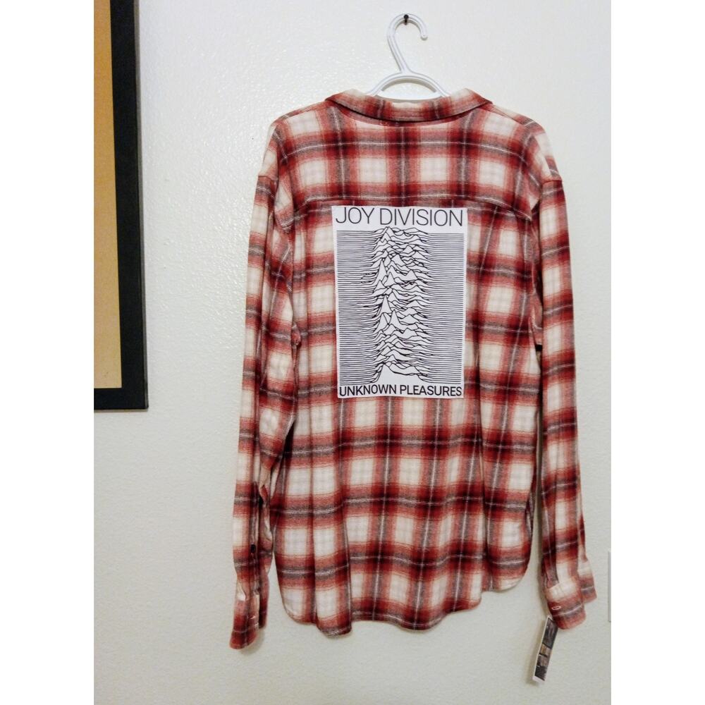 Joy Division Post Punk One of A Kind Upcycled Flannel Jacket Hand Sewn SZ XL